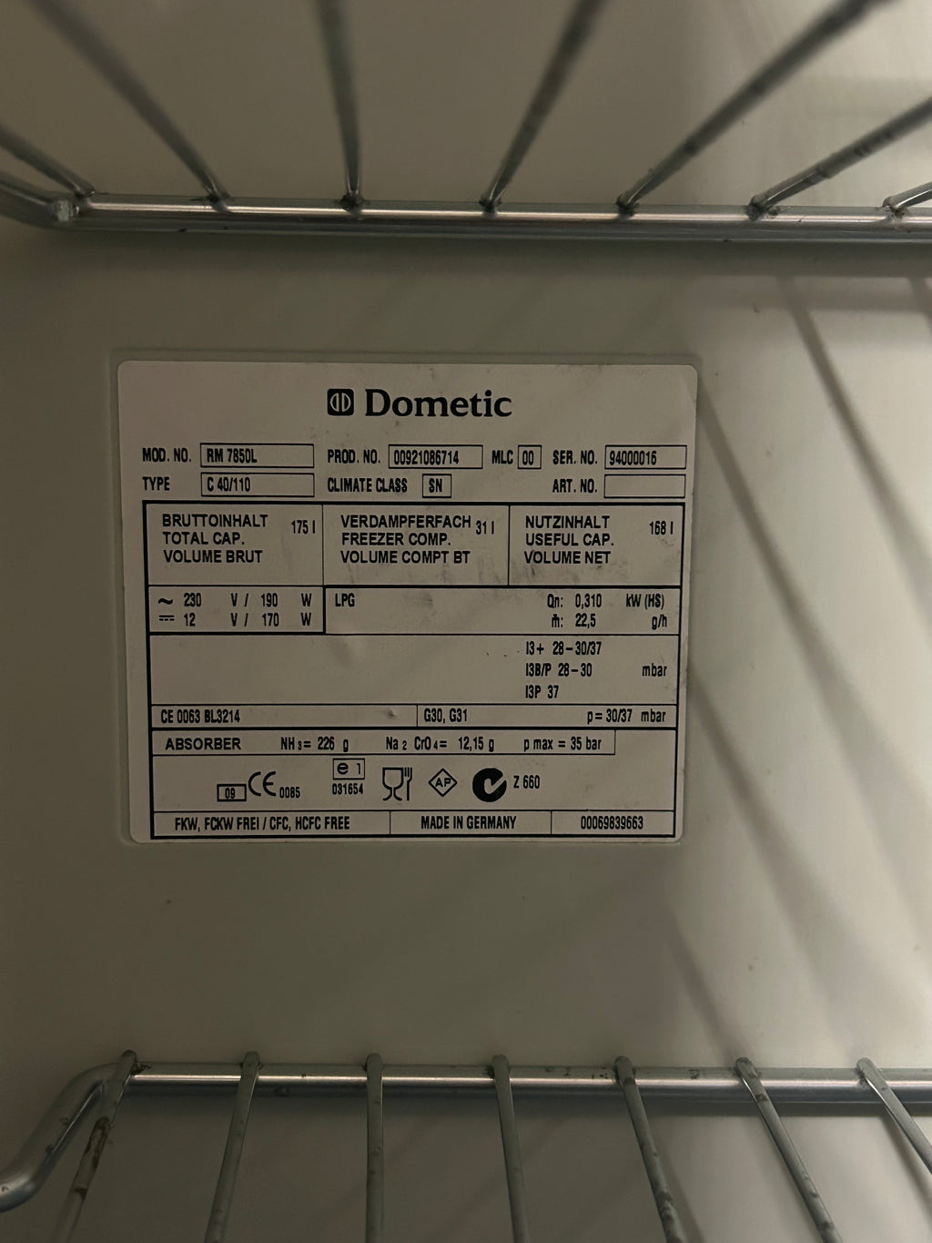 Dometic 7850L køleskab